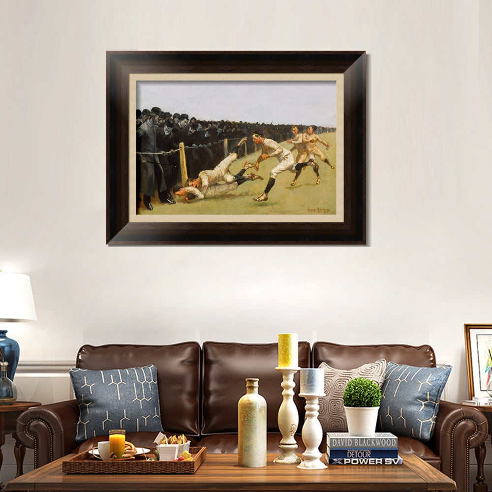 INVIN ART Framed Canvas Art Giclee Print Touchdown Yale vs. Princeton by Frederic Remington Wall Art