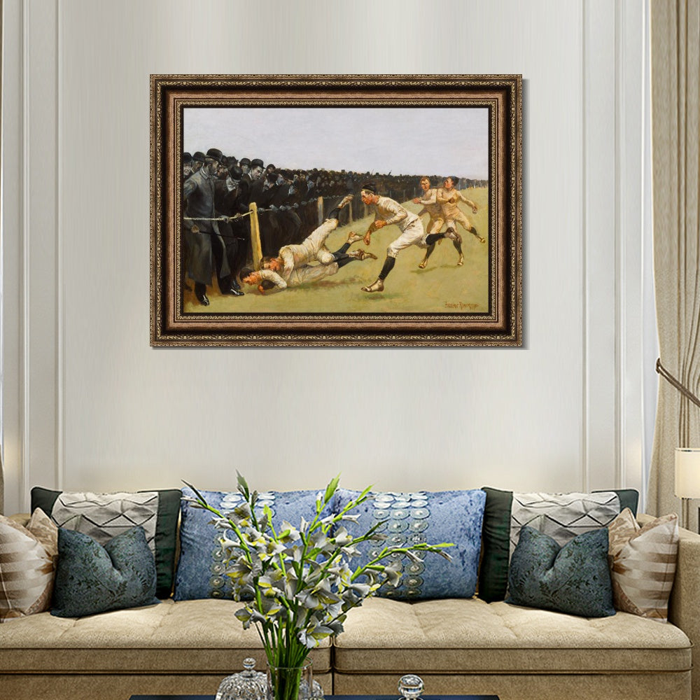INVIN ART Framed Canvas Art Giclee Print Touchdown Yale vs. Princeton by Frederic Remington Wall Art