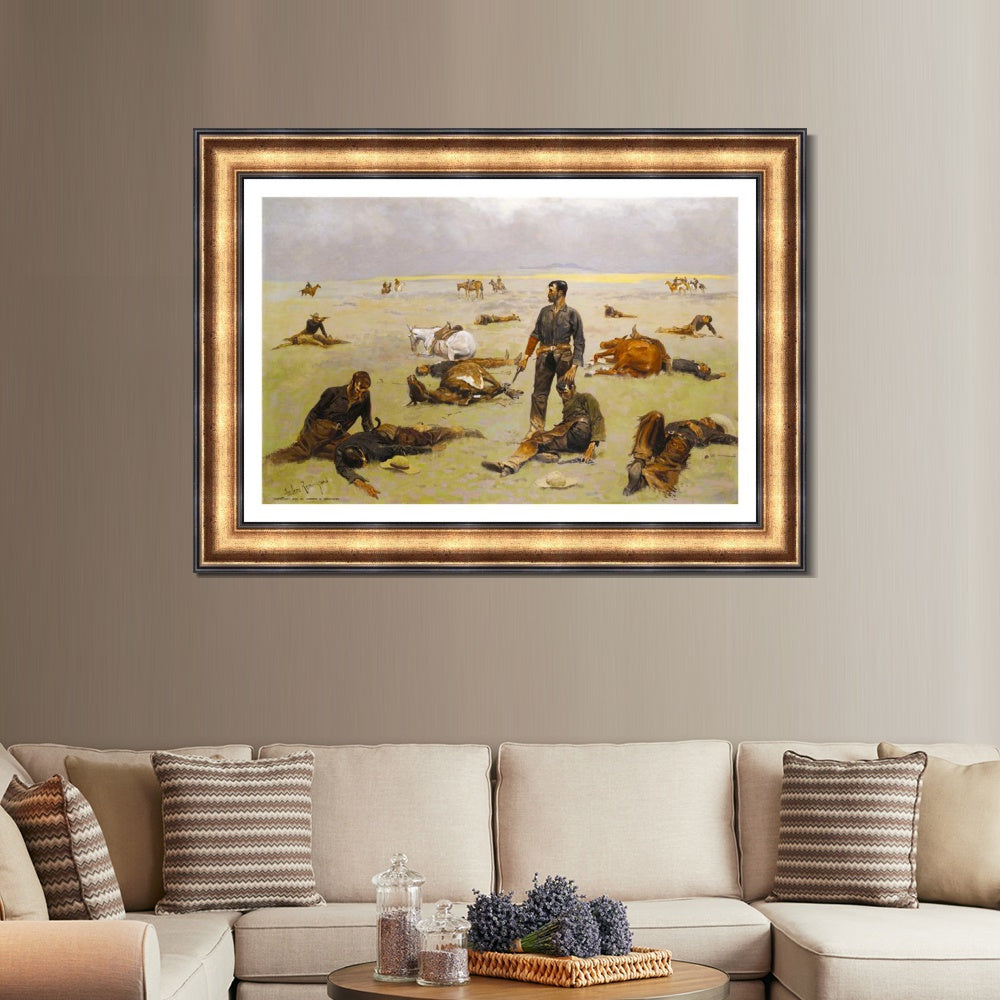 INVIN ART Framed Canvas Art Giclee Print What an Unbranded Cow Has Cost by Frederic Remington Wall Art