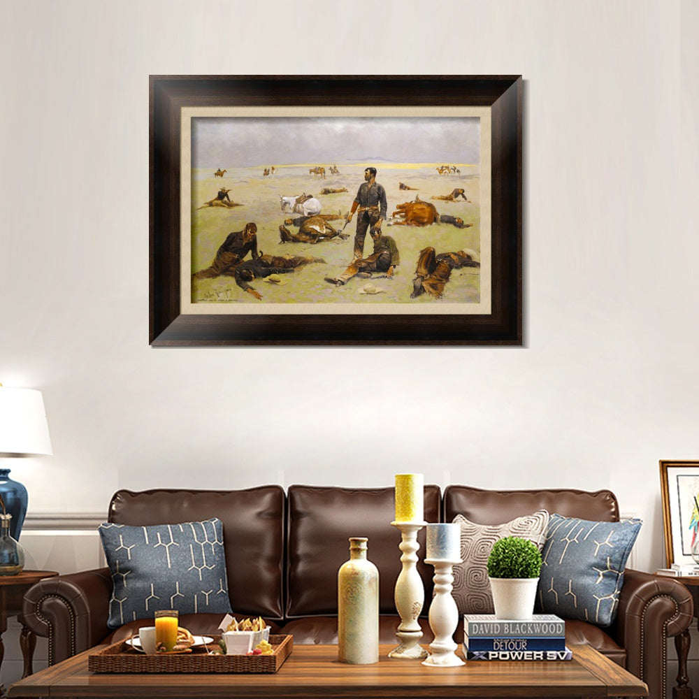 INVIN ART Framed Canvas Art Giclee Print What an Unbranded Cow Has Cost by Frederic Remington Wall Art