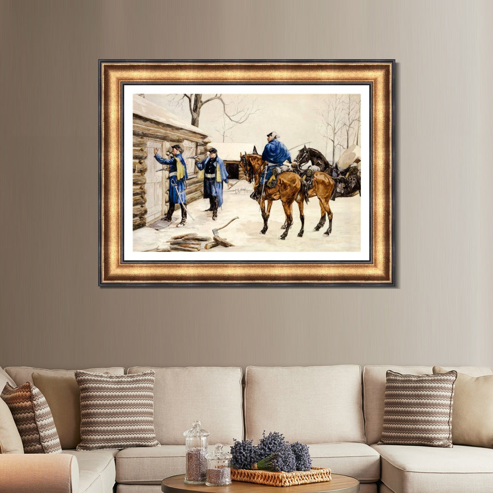 INVIN ART Framed Canvas Art Giclee Print Arresting the Deserter by Frederic Remington Wall Art