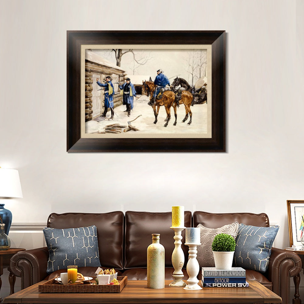 INVIN ART Framed Canvas Art Giclee Print Arresting the Deserter by Frederic Remington Wall Art