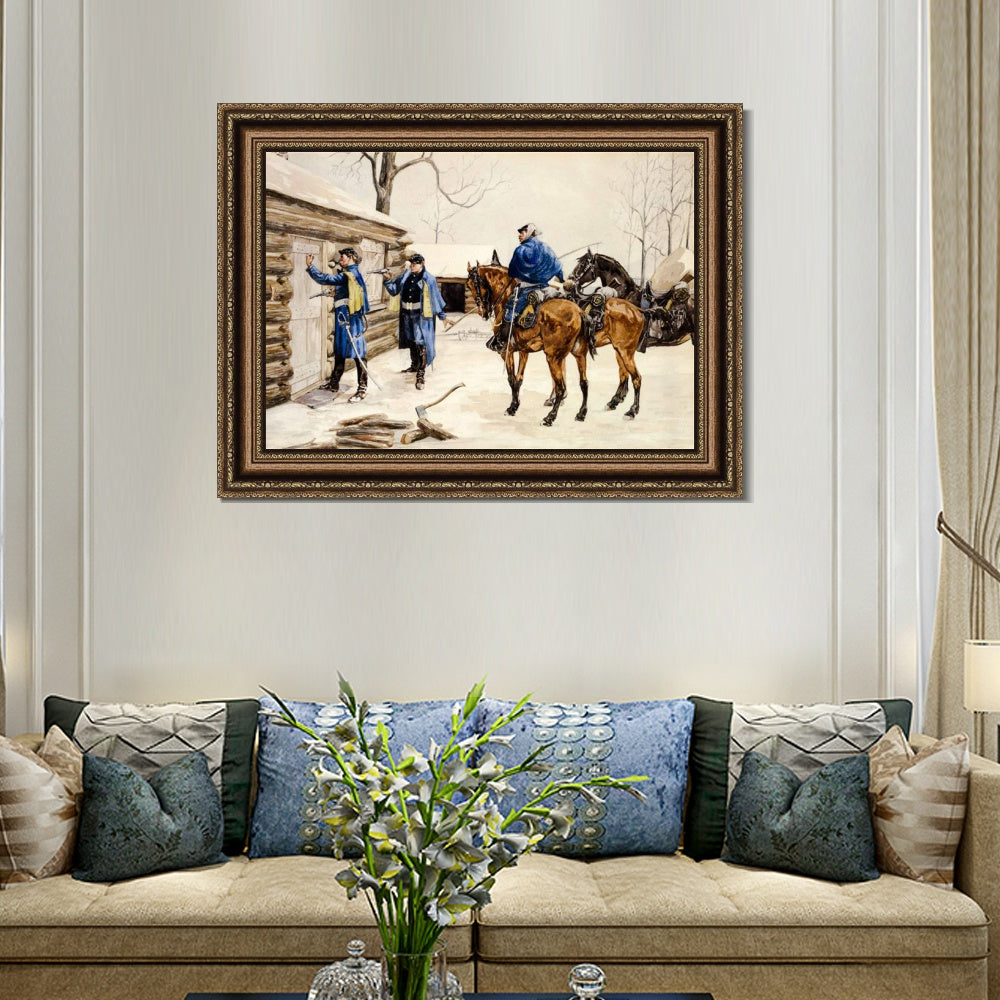 INVIN ART Framed Canvas Art Giclee Print Arresting the Deserter by Frederic Remington Wall Art