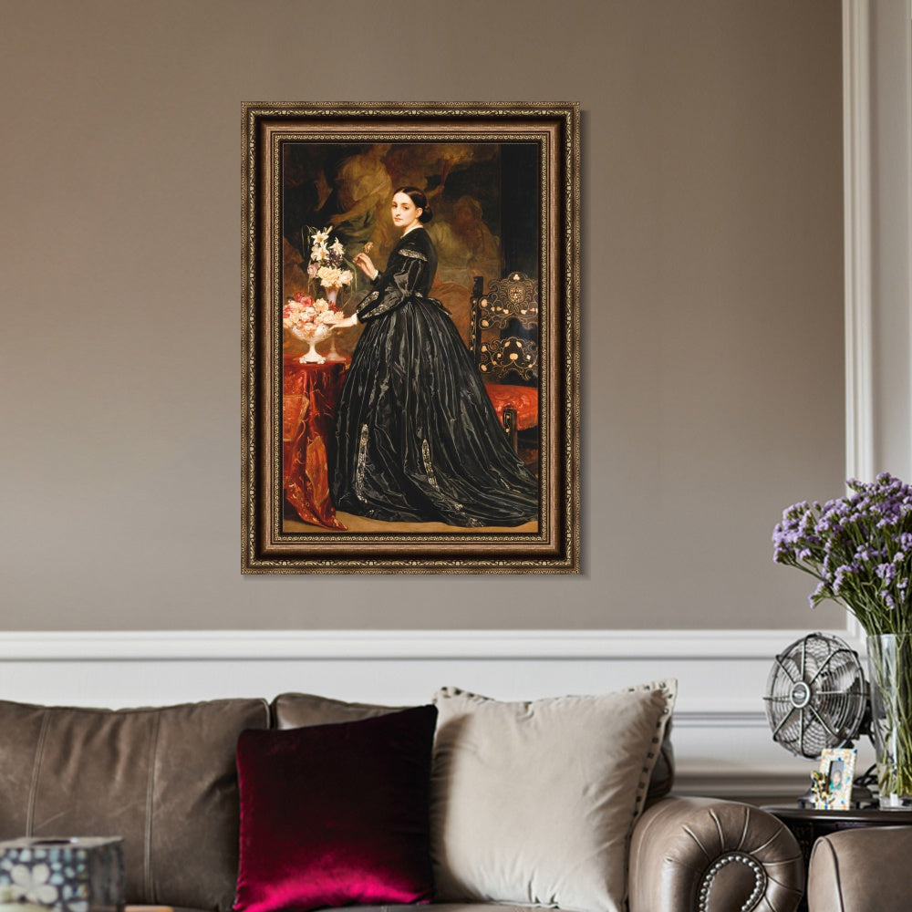 INVIN ART Framed Canvas Art Giclee Print Mrs James Guthrie by Lord Frederick Leighton Wall Art