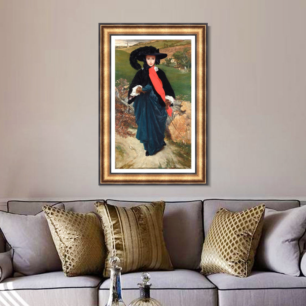 INVIN ART Framed Canvas Art Giclee Print May Sartoris by Lord Frederick Leighton Wall Art