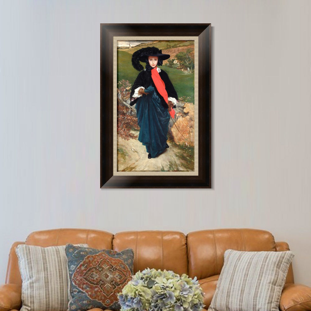 INVIN ART Framed Canvas Art Giclee Print May Sartoris by Lord Frederick Leighton Wall Art