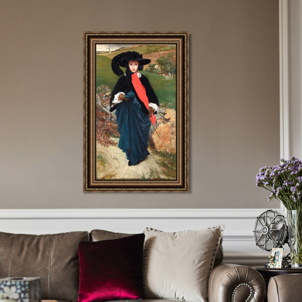 INVIN ART Framed Canvas Art Giclee Print May Sartoris by Lord Frederick Leighton Wall Art