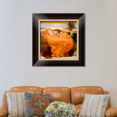 INVIN ART Framed Canvas Art Giclee Print Flaming June by Lord Frederick Leighton Wall Art Living Room Home Office Decorations