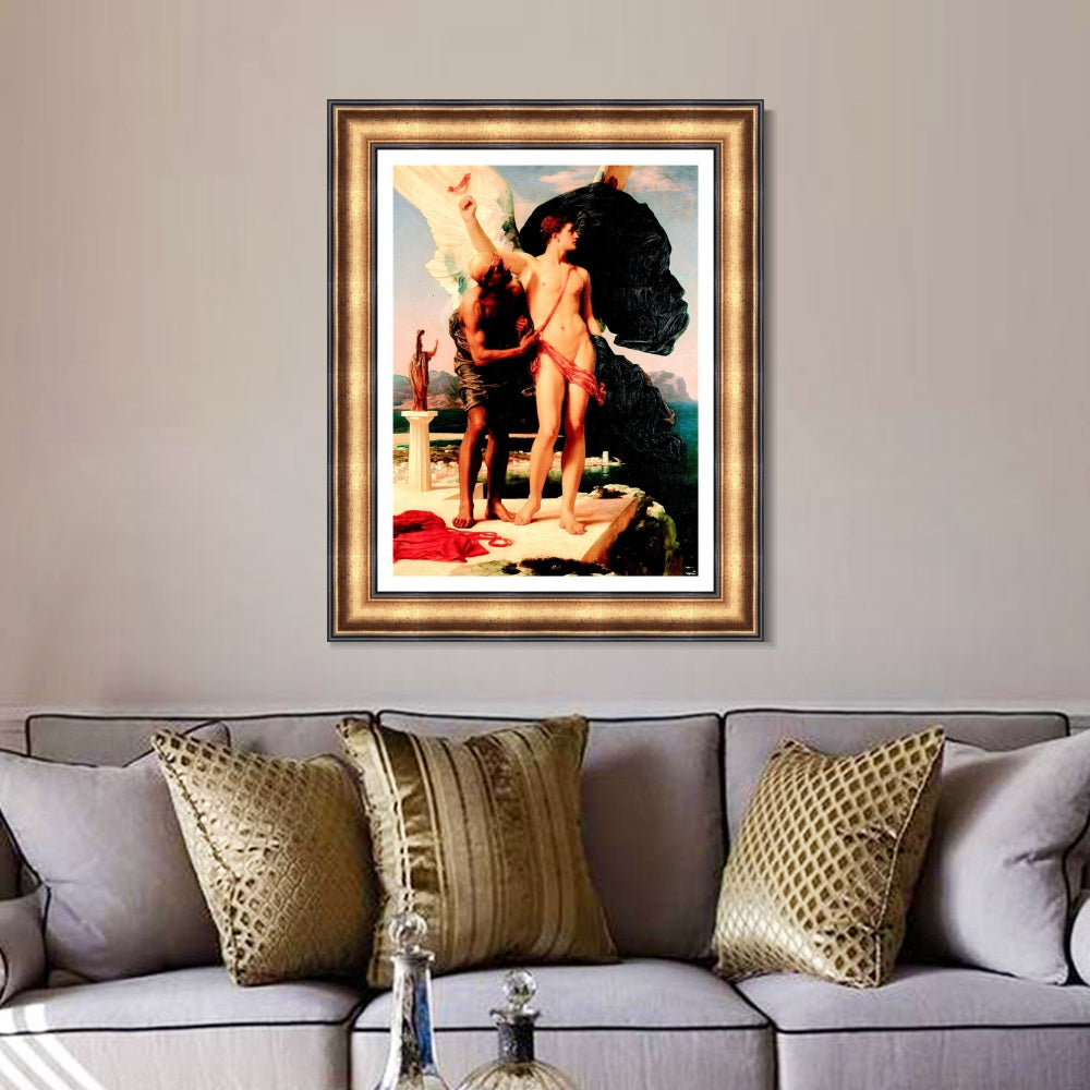 INVIN ART Framed Canvas Art Giclee Print Daedalus And Icarus by Lord Frederick Leighton Wall Art