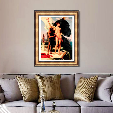 INVIN ART Framed Canvas Art Giclee Print Daedalus And Icarus by Lord Frederick Leighton Wall Art Living Room Home Office Decorations