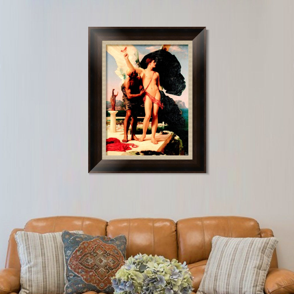 INVIN ART Framed Canvas Art Giclee Print Daedalus And Icarus by Lord Frederick Leighton Wall Art