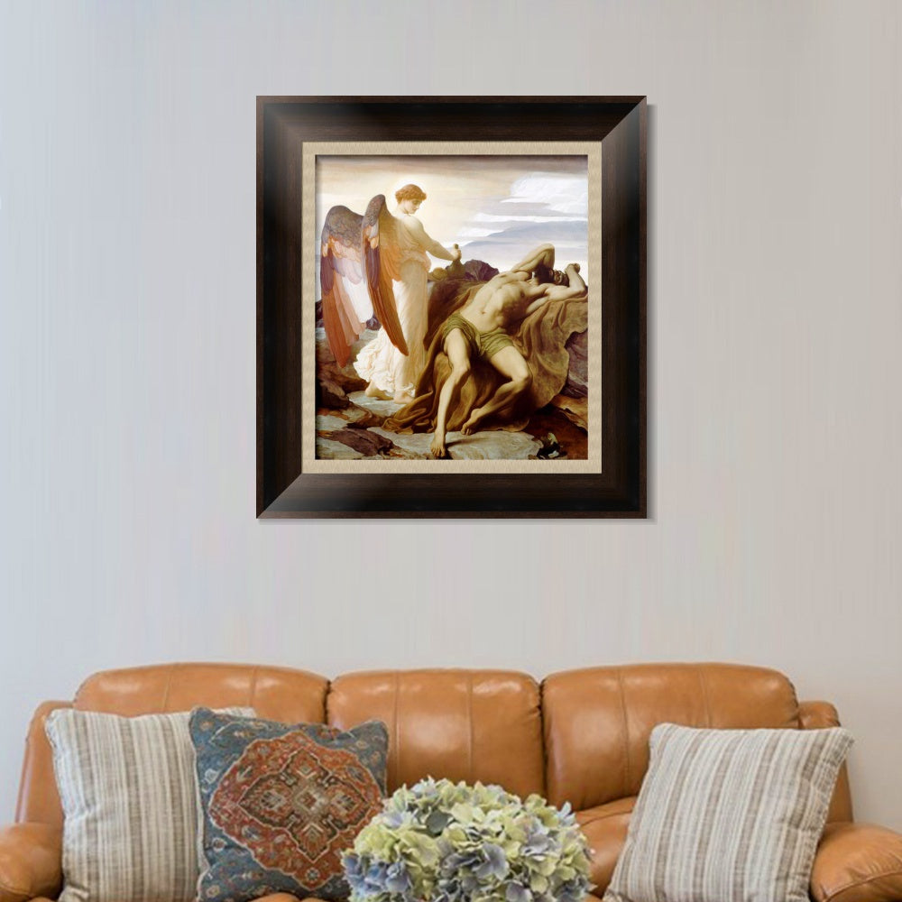 INVIN ART Framed Canvas Art Giclee Print Elijah in The Wilderness by Lord Frederick Leighton Wall Art