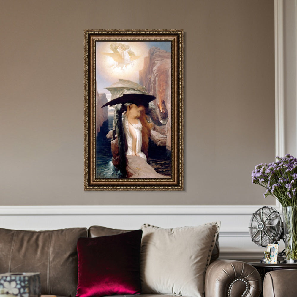 INVIN ART Framed Canvas Art Giclee Print perseus and andromeda by Lord Frederick Leighton Wall Art
