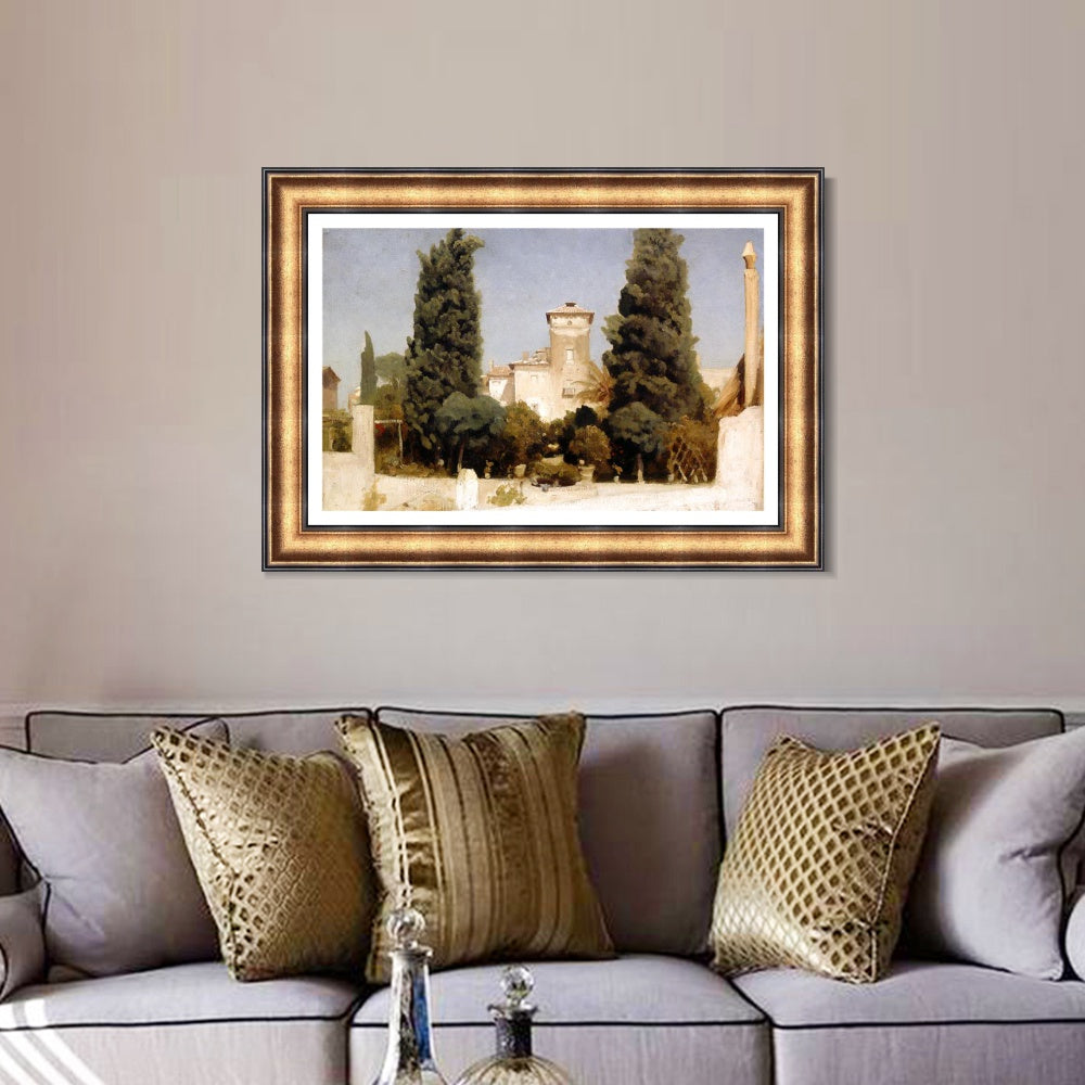 INVIN ART Framed Canvas Art Giclee Print The Villa Malta, Rome by Lord Frederick Leighton Wall Art