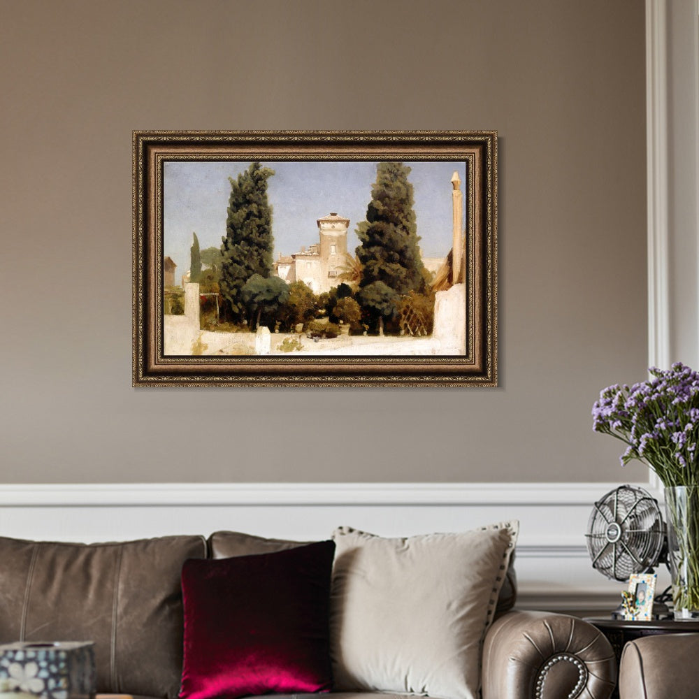 INVIN ART Framed Canvas Art Giclee Print The Villa Malta, Rome by Lord Frederick Leighton Wall Art