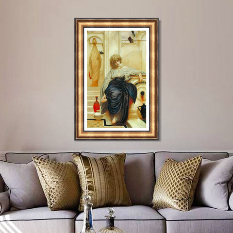 INVIN ART Framed Canvas Art Giclee Print Lieder ohne Worte by Lord Frederick Leighton Wall Art Living Room Home Office Decorations