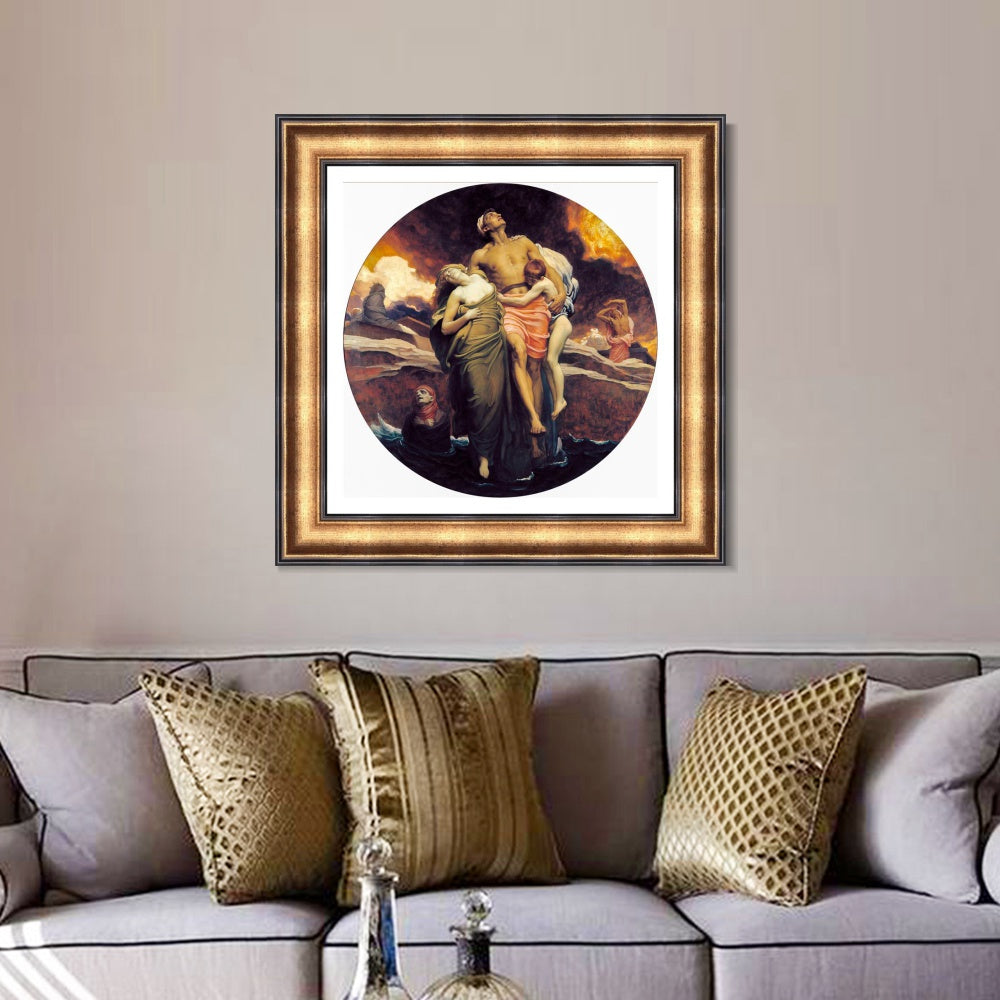 INVIN ART Framed Canvas Art Giclee Print And the Sea Gave Up the Dead Which Were in It by Lord Frederick Leighton Wall Art