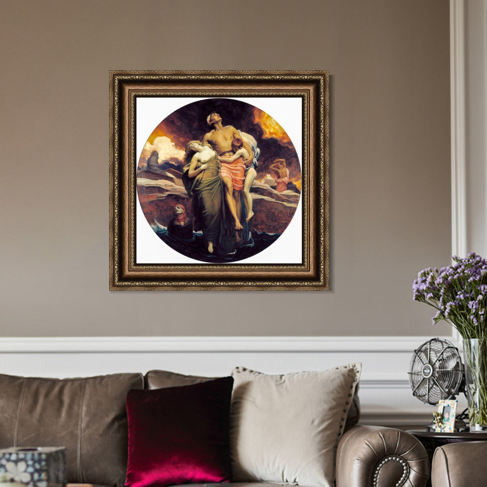 INVIN ART Framed Canvas Art Giclee Print And the Sea Gave Up the Dead Which Were in It by Lord Frederick Leighton Wall Art