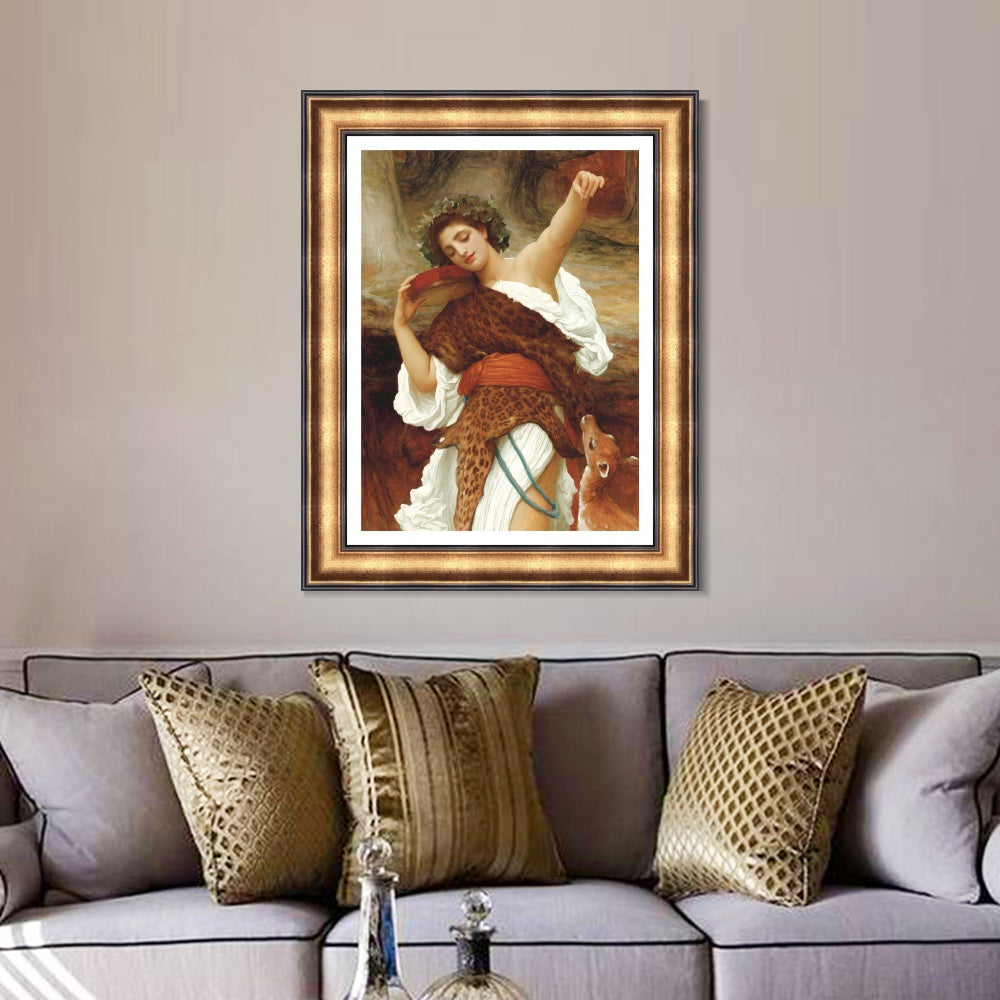 INVIN ART Framed Canvas Art Giclee Print Bacchante by Lord Frederick Leighton Wall Art