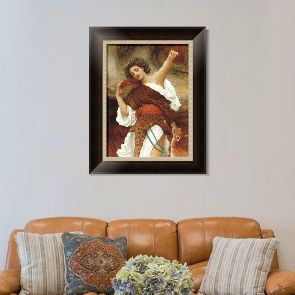INVIN ART Framed Canvas Art Giclee Print Bacchante by Lord Frederick Leighton Wall Art