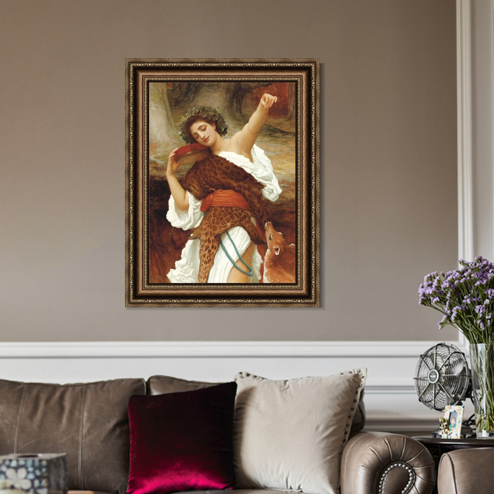 INVIN ART Framed Canvas Art Giclee Print Bacchante by Lord Frederick Leighton Wall Art