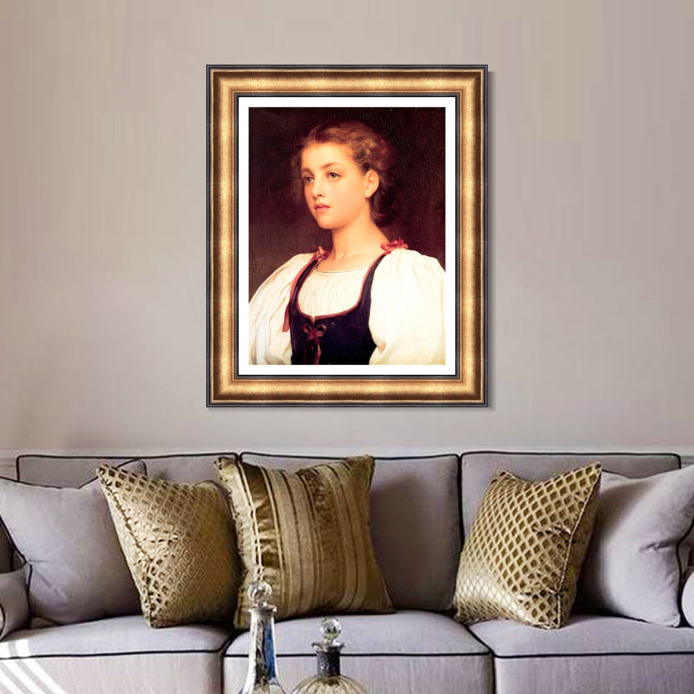 INVIN ART Framed Canvas Art Giclee Print Biondina by Lord Frederick Leighton Wall Art