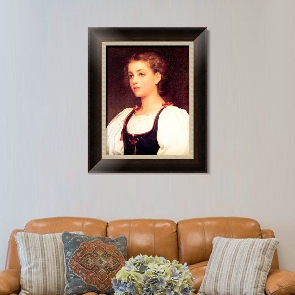 INVIN ART Framed Canvas Art Giclee Print Biondina by Lord Frederick Leighton Wall Art