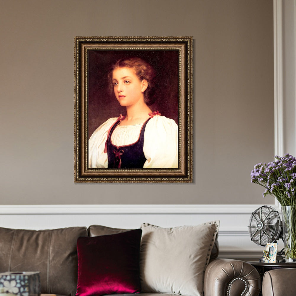 INVIN ART Framed Canvas Art Giclee Print Biondina by Lord Frederick Leighton Wall Art