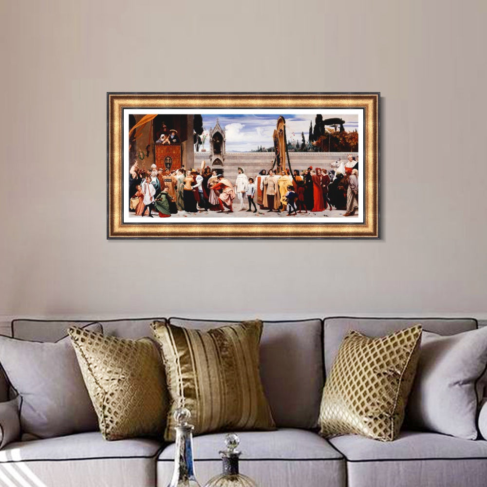 INVIN ART Framed Canvas Art Giclee Print Cimabues Madonna Carried in Procession by Lord Frederick Leighton Wall Art