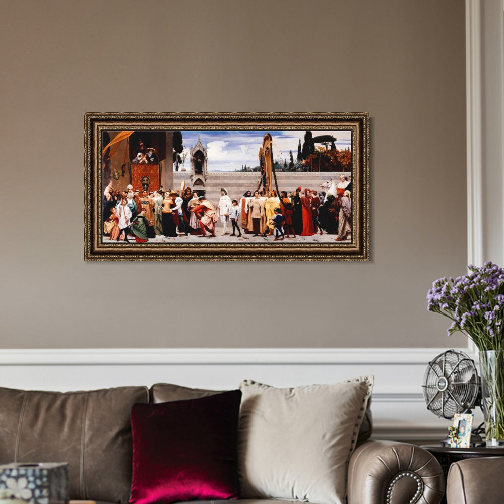 INVIN ART Framed Canvas Art Giclee Print Cimabues Madonna Carried in Procession by Lord Frederick Leighton Wall Art