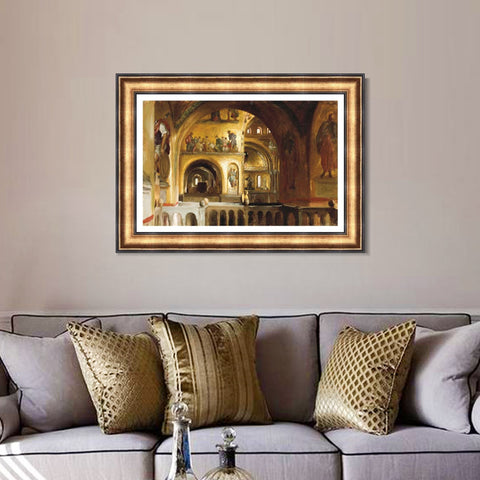 INVIN ART Framed Canvas Art Giclee Print The Interior of St Mark's, Venice by Lord Frederick Leighton Wall Art Living Room Home Office Decorations