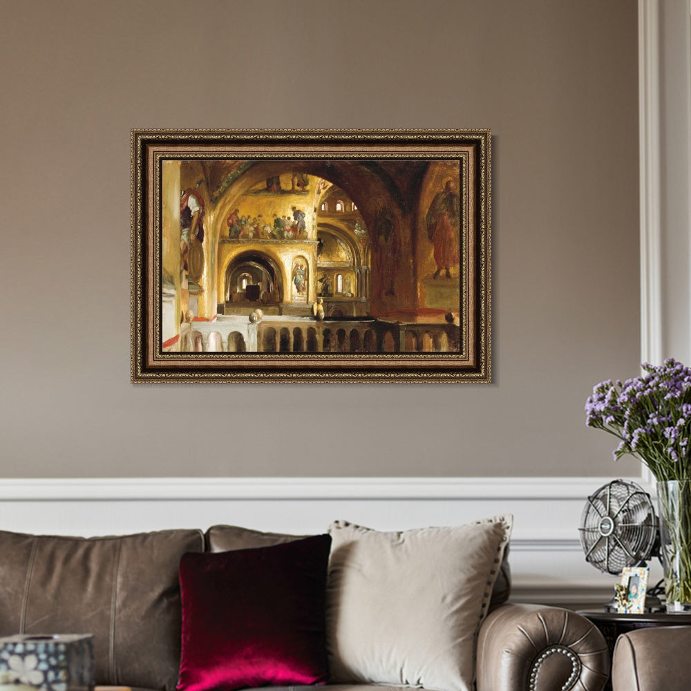 INVIN ART Framed Canvas Art Giclee Print The Interior of St Mark's, Venice by Lord Frederick Leighton Wall Art