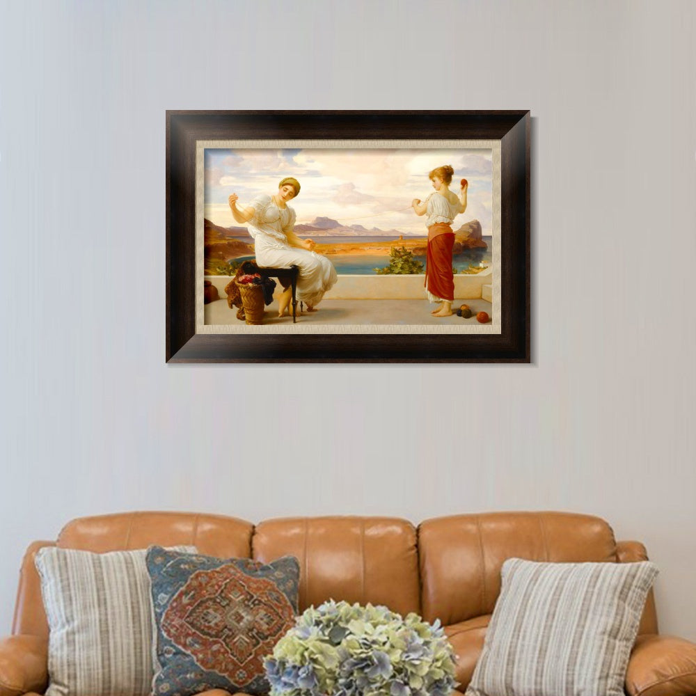INVIN ART Framed Canvas Art Giclee Print Winding the Skein by Lord Frederick Leighton Wall Art