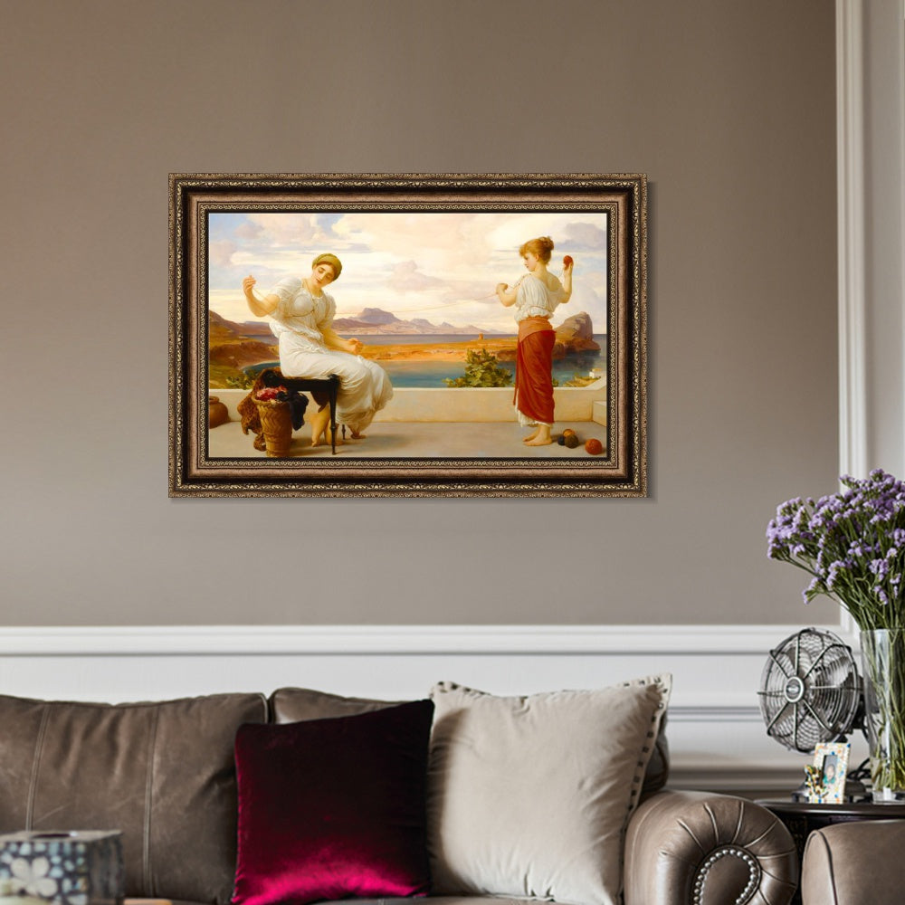 INVIN ART Framed Canvas Art Giclee Print Winding the Skein by Lord Frederick Leighton Wall Art