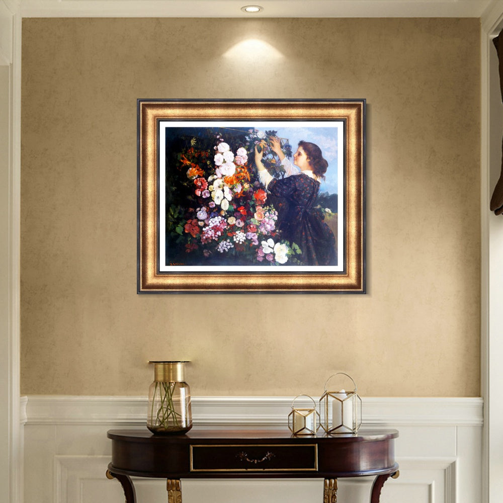 INVIN ART Framed Canvas Art Giclee Print The Trellis Gustave Courbet 1862 by Gustave Courbet Wall Art