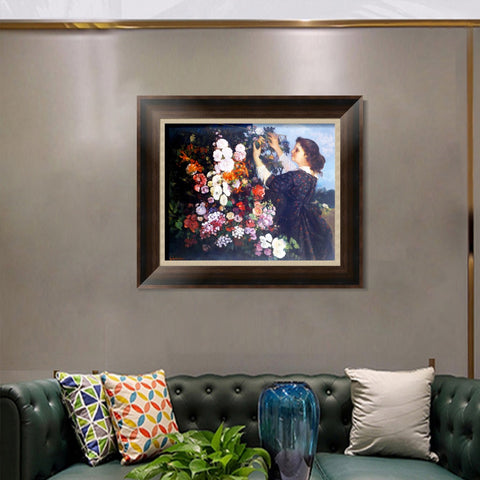 INVIN ART Framed Canvas Art Giclee Print The Trellis Gustave Courbet 1862 by Gustave Courbet Wall Art Living Room Home Office Decorations