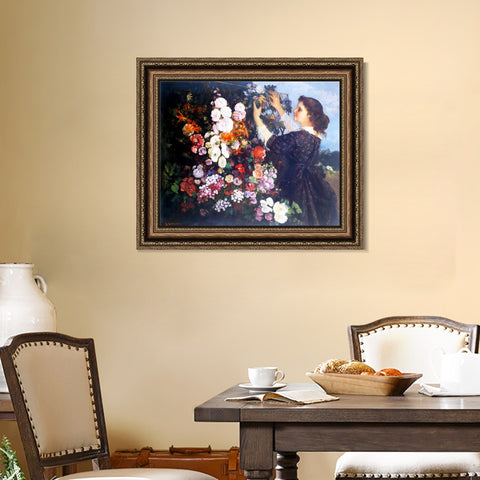 INVIN ART Framed Canvas Art Giclee Print The Trellis Gustave Courbet 1862 by Gustave Courbet Wall Art Living Room Home Office Decorations