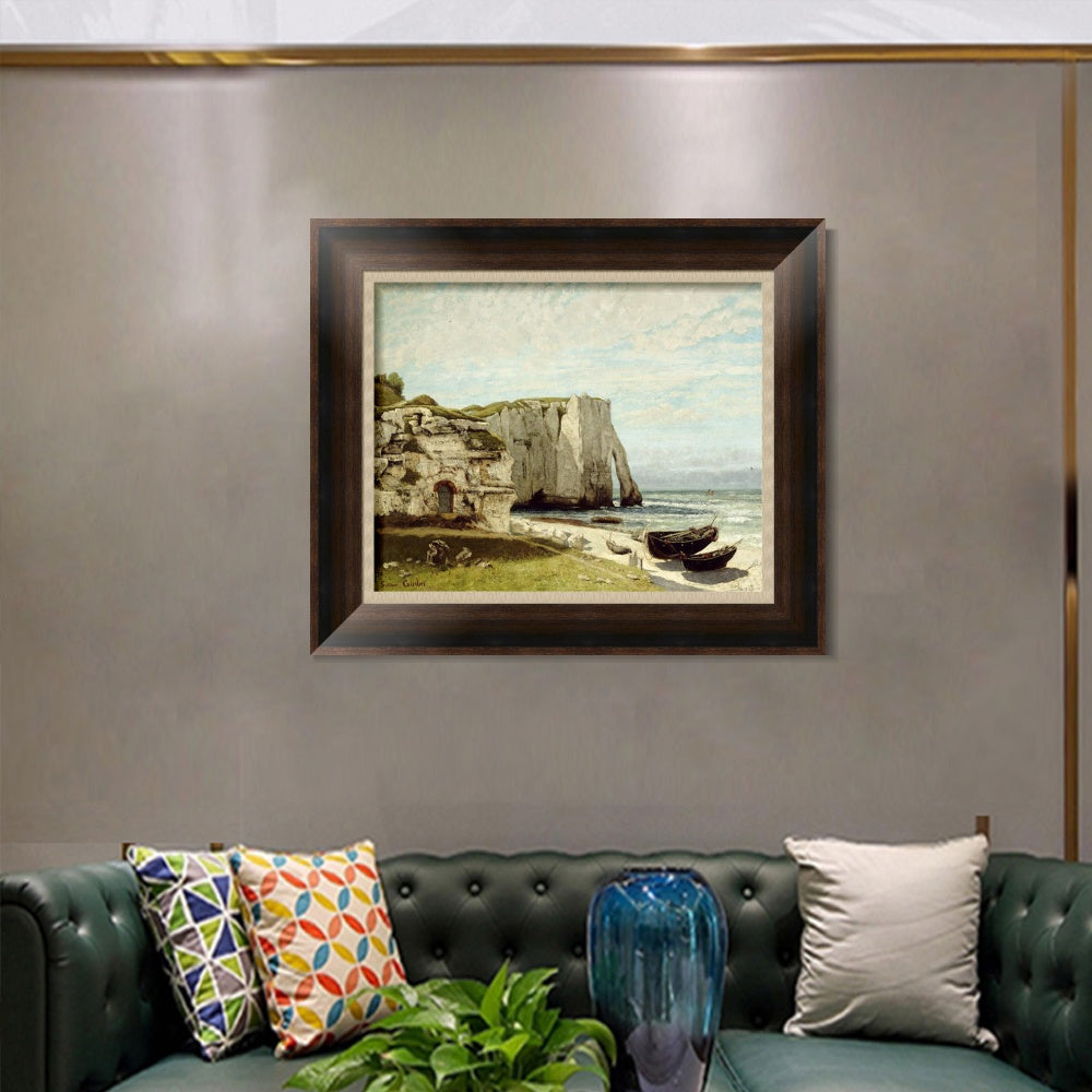 INVIN ART Framed Canvas Art Giclee Print Die K篓鹿ste von Etretat by Gustave Courbet Wall Art