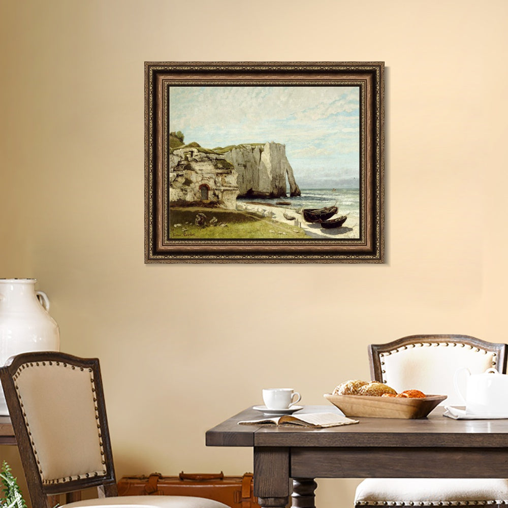 INVIN ART Framed Canvas Art Giclee Print Die K篓鹿ste von Etretat by Gustave Courbet Wall Art