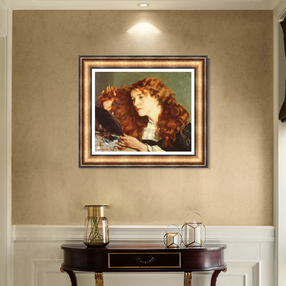 INVIN ART Framed Canvas Art Giclee Print Ritratto di Jo, bella ragazza irlandese (1865) by Gustave Courbet Wall Art