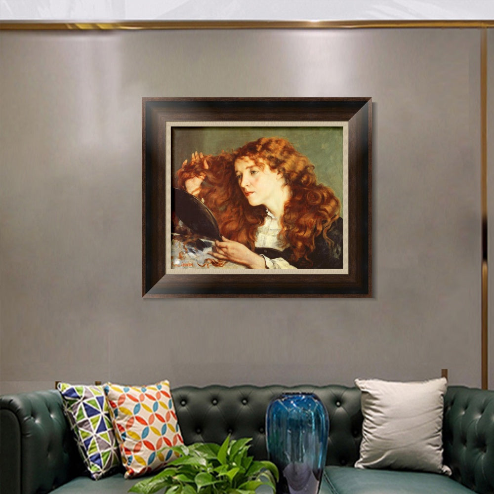 INVIN ART Framed Canvas Art Giclee Print Ritratto di Jo, bella ragazza irlandese (1865) by Gustave Courbet Wall Art