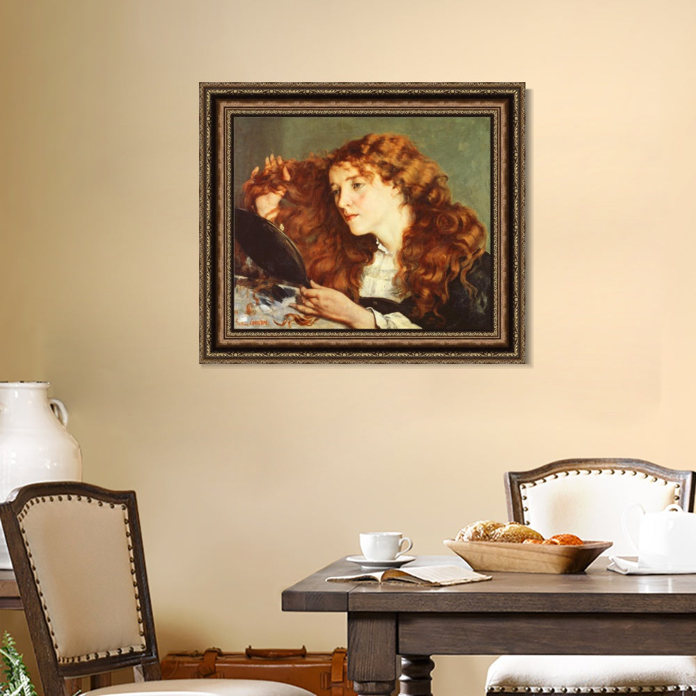 INVIN ART Framed Canvas Art Giclee Print Ritratto di Jo, bella ragazza irlandese (1865) by Gustave Courbet Wall Art