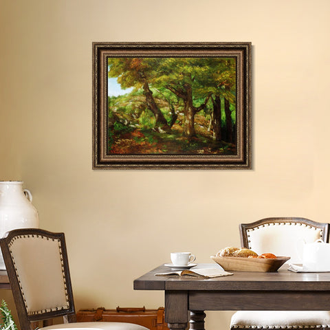 INVIN ART Framed Canvas Art Giclee Print The Fringe of the Forest, c. 1856 by Gustave Courbet Wall Art Living Room Home Office Decorations