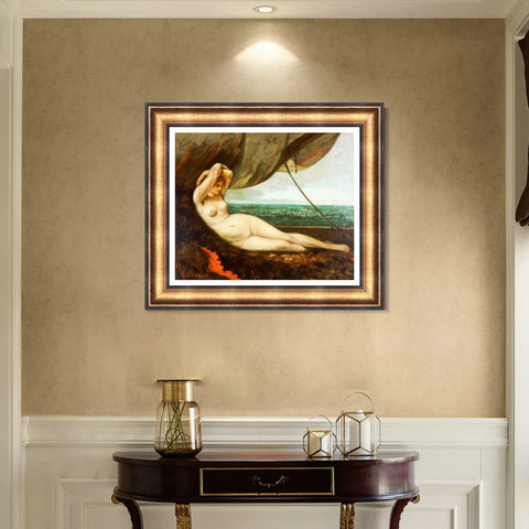 INVIN ART Framed Canvas Art Giclee Print Series#008 by Gustave Courbet Wall Art Living Room Home Office Decorations