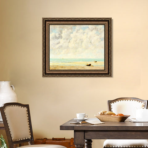 INVIN ART Framed Canvas Art Giclee Print The Calm Sea by Gustave Courbet Wall Art Living Room Home Office Decorations