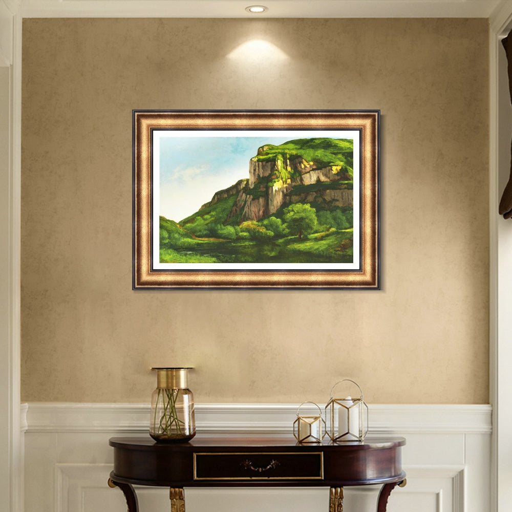 INVIN ART Framed Canvas Art Giclee Print Rocks at Mouthier, c.1860 by Gustave Courbet Wall Art