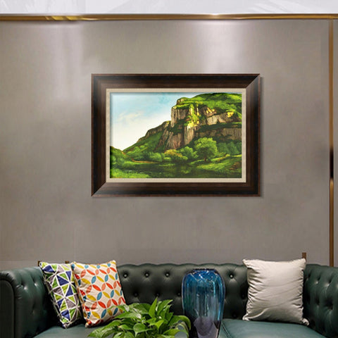 INVIN ART Framed Canvas Art Giclee Print Rocks at Mouthier, c.1860 by Gustave Courbet Wall Art Living Room Home Office Decorations