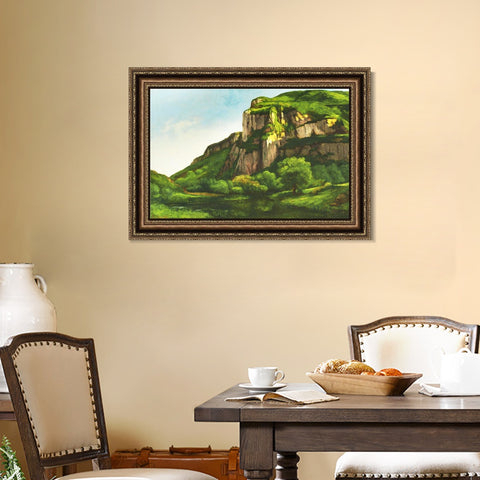 INVIN ART Framed Canvas Art Giclee Print Rocks at Mouthier, c.1860 by Gustave Courbet Wall Art Living Room Home Office Decorations