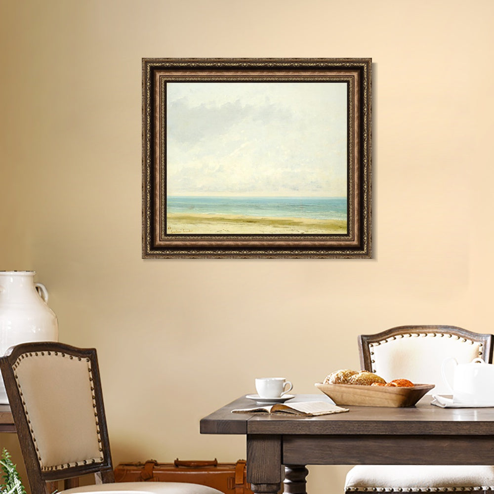INVIN ART Framed Canvas Art Giclee Print Calm Sea, 1866 by Gustave Courbet Wall Art