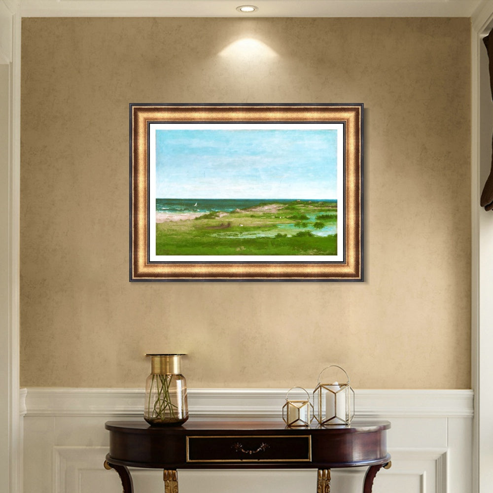INVIN ART Framed Canvas Art Giclee Print Coast Scene, 1854 by Gustave Courbet Wall Art